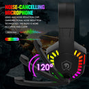Wired Gaming Headset With Rainbow RGB Backlight Retractable Stereo Sound For PS4 Black