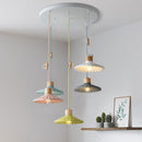 Cement Solid Wood Chandelier Colored Lights