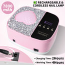 UV LED Nail Lamp Kit For Gel Polish Professional Fast Curing Dryer Light Set With 4 Timer Settings Cordless Rechargeable Nail Art Cure Machine For Manicure Pedicure At Home And Salon