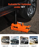 Electric Car Jack, 15 Tons /33000 Lbs, Adjustable Electric Scissor Jack With High Load Capacity, 12V Dual-Powered Tire Change Replacement With LED Light, Portable Jack Kit For Sedan, SUV, Truck