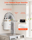 3-in-1 Indoor Dryer Vent Kit, With Bucket For Electric Dryer With 4-Inch By 5-Feet Extendable Exhaust Hose, Premium Quality & Light Weight & No Extra Accessories Required For Apartments, RVs