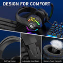 Wired Gaming Headset With Rainbow RGB Backlight Retractable Stereo Sound For PS4 Black