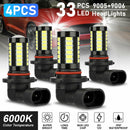 9005 9006 K White LED Bulb Kit High And Low Beam 5630 33SMD Fog Light